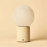 Metsu Beige / Travertino Classico – Classic Travertine Rechargeable Table Lamp with 3 Light Colors & Dimming Function