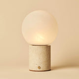 Metsu Beige / Travertino Classico – Classic Travertine Rechargeable Table Lamp with 3 Light Colors & Dimming Function