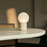 Metsu Beige / Travertino Classico – Classic Travertine Rechargeable Table Lamp with 3 Light Colors & Dimming Function