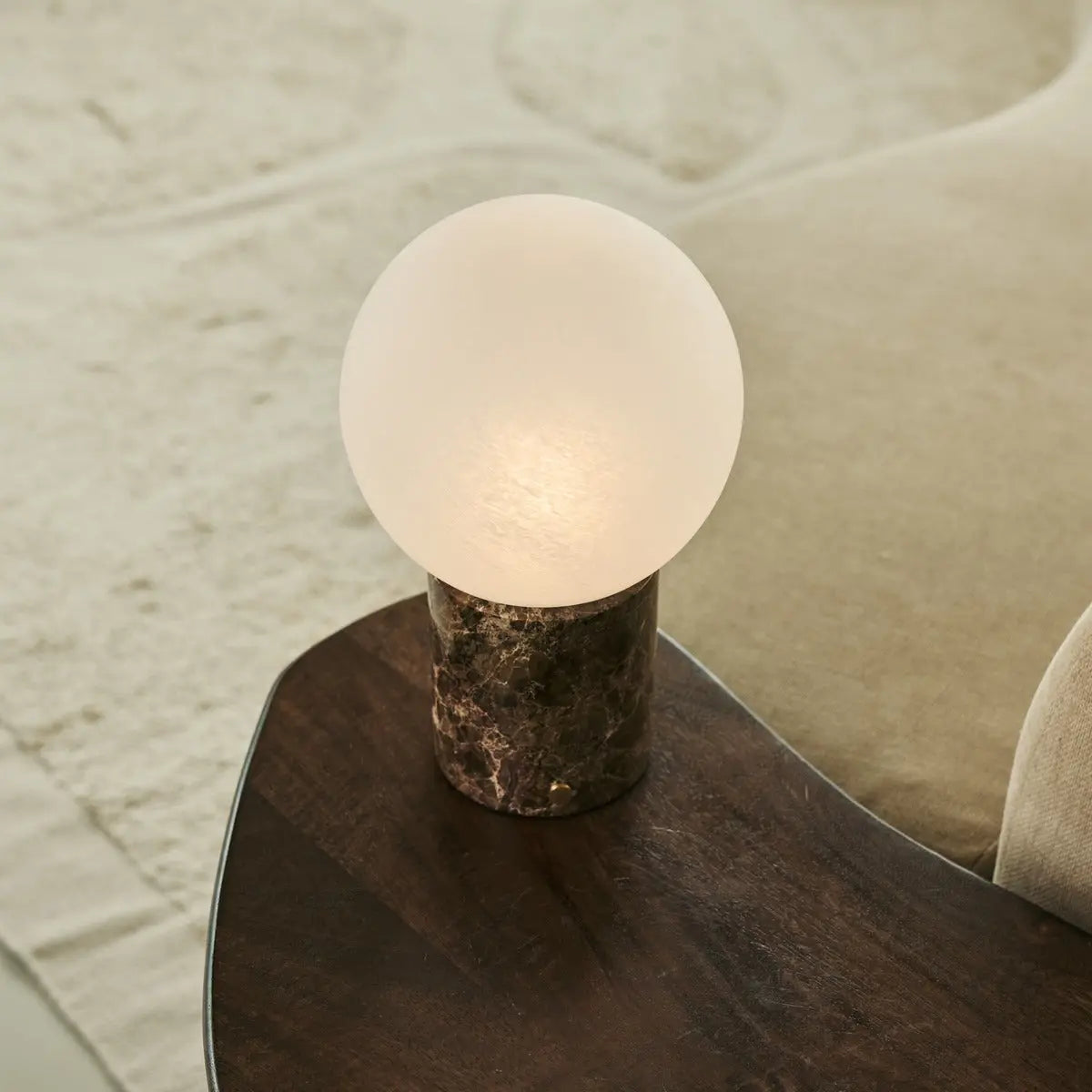 Metsu Brown / Emeperador Dark – Classic Marble Rechargeable Table Lamp with 3 Light Colors & Dimming Function