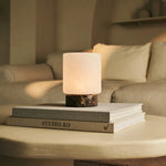 Millet Brown / Emeperador Dark – Marble Rechargeable Table Lamp – 3 Light Modes, Cordless & With Glass Interchangeable Lampshade