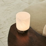 Millet Brown / Emeperador Dark – Marble Rechargeable Table Lamp – 3 Light Modes, Cordless & With Glass Interchangeable Lampshade