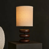 Lara Wooden Table Lamp with Cream Linen Shade – Rustic Home Lighting Tavellio