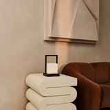 Noah Dark Brown Rechargeable Table Lamp With Glass and Wooden Handle - Tavellio