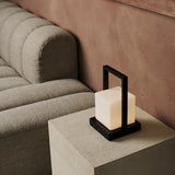 Noah Dark Brown Rechargeable Table Lamp With Glass and Wooden Handle - Tavellio
