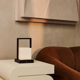 Noah Dark Brown Rechargeable Table Lamp With Glass and Wooden Handle - Tavellio