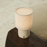 Onoda Beige / Travertino Classico – Travertine Rechargeable Table Lamp – With Linen Interchangeable Lampshade & Rechargeable Design - Tavellio