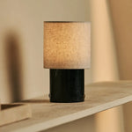 Onoda Black / Nero Marquina – Marble Rechargeable Table Lamp – With Linen Interchangeable Lampshade & Rechargeable Design
