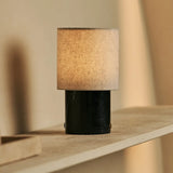Onoda Black / Nero Marquina – Marble Rechargeable Table Lamp – With Linen Interchangeable Lampshade & Rechargeable Design
