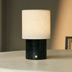 Onoda Black / Nero Marquina – Marble Rechargeable Table Lamp – With Linen Interchangeable Lampshade & Rechargeable Design