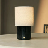 Onoda Black / Nero Marquina – Marble Rechargeable Table Lamp – With Linen Interchangeable Lampshade & Rechargeable Design