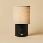 Onoda Black / Nero Marquina – Marble Rechargeable Table Lamp – With Linen Interchangeable Lampshade & Rechargeable Design