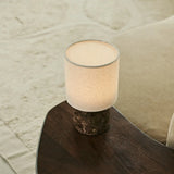 Onoda Brown / Emeperador Dark – Marble Rechargeable Table Lamp – With Linen Interchangeable Lampshade & Rechargeable Design