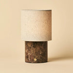 Onoda Brown / Emeperador Dark – Marble Rechargeable Table Lamp – With Linen Interchangeable Lampshade & Rechargeable Design