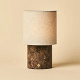 Onoda Brown / Emeperador Dark – Marble Rechargeable Table Lamp – With Linen Interchangeable Lampshade & Rechargeable Design
