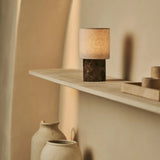 Onoda Brown / Emeperador Dark – Marble Rechargeable Table Lamp – With Linen Interchangeable Lampshade & Rechargeable Design