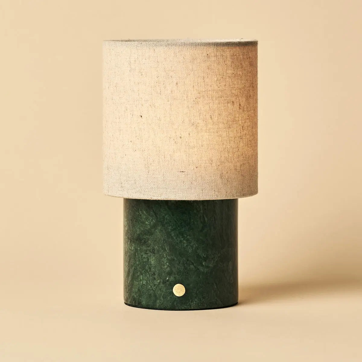 Onoda Green / Verde Alpi – Marble Rechargeable Table Lamp – With Linen Interchangeable Lampshade & Rechargeable Design