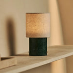 Onoda Green / Verde Alpi – Marble Rechargeable Table Lamp – With Linen Interchangeable Lampshade & Rechargeable Design