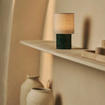 Onoda Green / Verde Alpi – Marble Rechargeable Table Lamp – With Linen Interchangeable Lampshade & Rechargeable Design