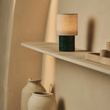 Onoda Green / Verde Alpi – Marble Rechargeable Table Lamp – With Linen Interchangeable Lampshade & Rechargeable Design