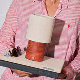 Onoda Medium Red Travertine Oplaadbare Tafellamp