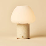 Ostade Beige / Travertino Classico – Unique Travertine Rechargeable Table Lamp with 3 Light Colors & Dimming Function