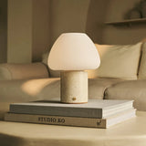 Ostade Beige / Travertino Classico – Unique Travertine Rechargeable Table Lamp with 3 Light Colors & Dimming Function