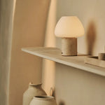Ostade Beige / Travertino Classico – Unique Travertine Rechargeable Table Lamp with 3 Light Colors & Dimming Function
