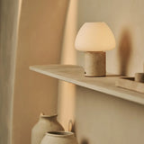 Ostade Beige / Travertino Classico – Unique Travertine Rechargeable Table Lamp with 3 Light Colors & Dimming Function