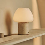 Ostade Beige / Travertino Classico – Unique Travertine Rechargeable Table Lamp with 3 Light Colors & Dimming Function