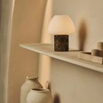 Ostade Brown / Emeperador Dark  – Unique Marble Rechargeable Table Lamp with 3 Light Colors & Dimming Function