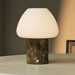 Ostade Brown / Emeperador Dark  – Unique Marble Rechargeable Table Lamp with 3 Light Colors & Dimming Function