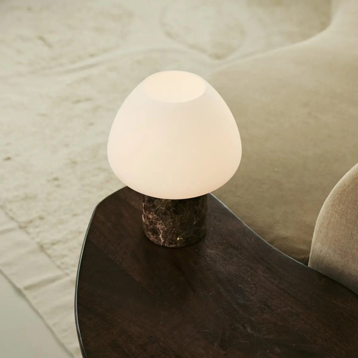 Ostade Brown / Emeperador Dark  – Unique Marble Rechargeable Table Lamp with 3 Light Colors & Dimming Function
