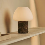 Ostade Brown / Emeperador Dark  – Unique Marble Rechargeable Table Lamp with 3 Light Colors & Dimming Function