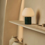 Ostade Green / Verde Alpi  – Unique Marble Rechargeable Table Lamp with 3 Light Colors & Dimming Function