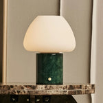 Ostade Green / Verde Alpi  – Unique Marble Rechargeable Table Lamp with 3 Light Colors & Dimming Function