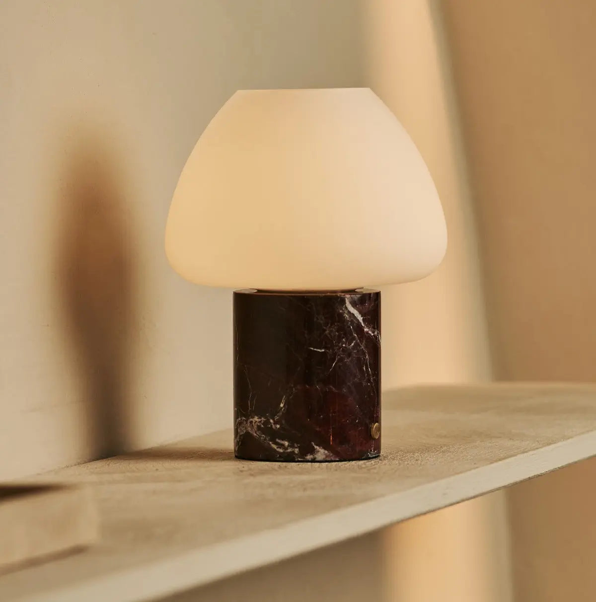 Ostade Red / Rosso Levanto  – Unique Marble Rechargeable Table Lamp with 3 Light Colors & Dimming Function