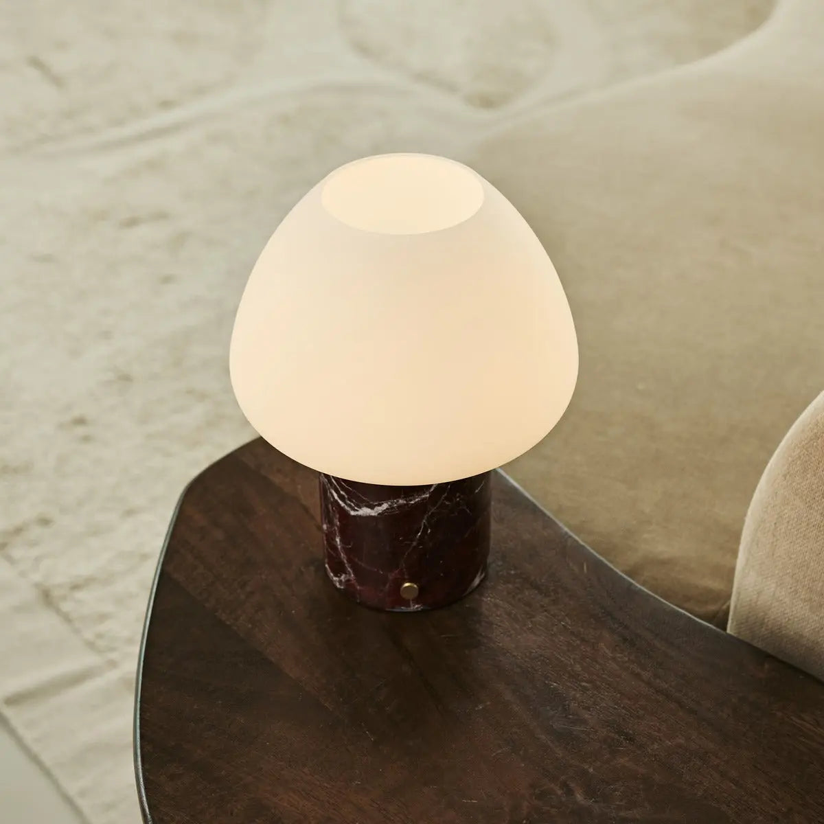 Ostade Red / Rosso Levanto  – Unique Marble Rechargeable Table Lamp with 3 Light Colors & Dimming Function