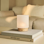 Pien Light Brown Wooden Table Lamp – Rechargeable, Dimmable & Up to 100 Hours of Battery