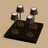 Combi Set Professional – 4 x De Pijp Mini Mocha Brown Rechargeable Table Lamps & 1 x Amstel Wireless Charging Station with Qi-Technology Tavellio