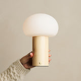 Sam Lichtbruin Houten Tafellamp met Glas & Oplaadbare Batterij | Dimbare & Veelzijdige Verlichting