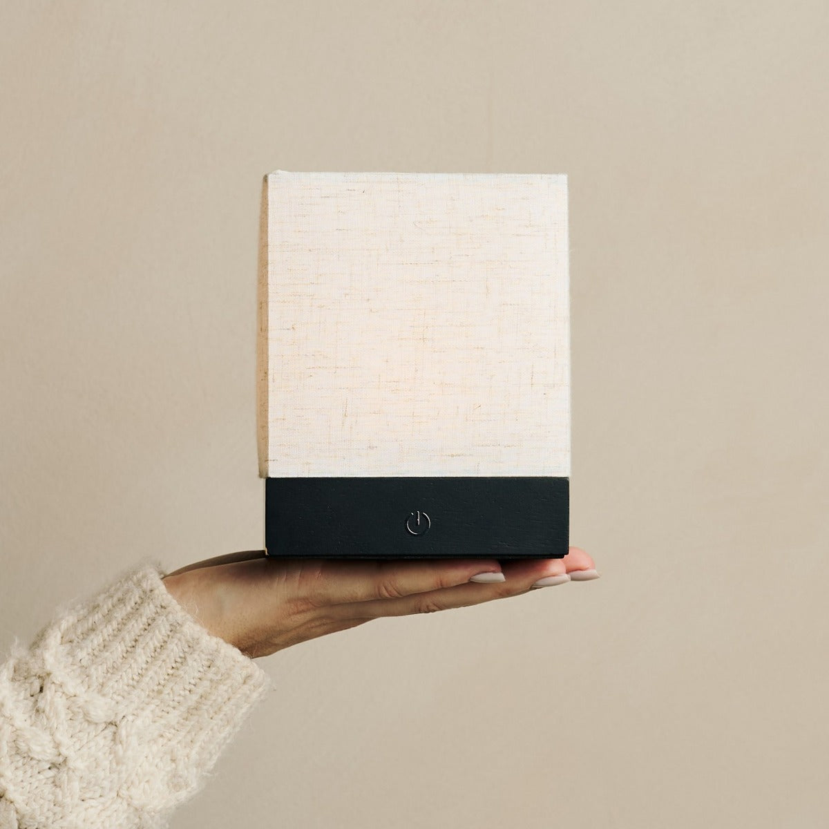 Zano Light Brown Wireless Lamp with Wood and Linen - Mood Lighting, LED Table Lamp with Battery