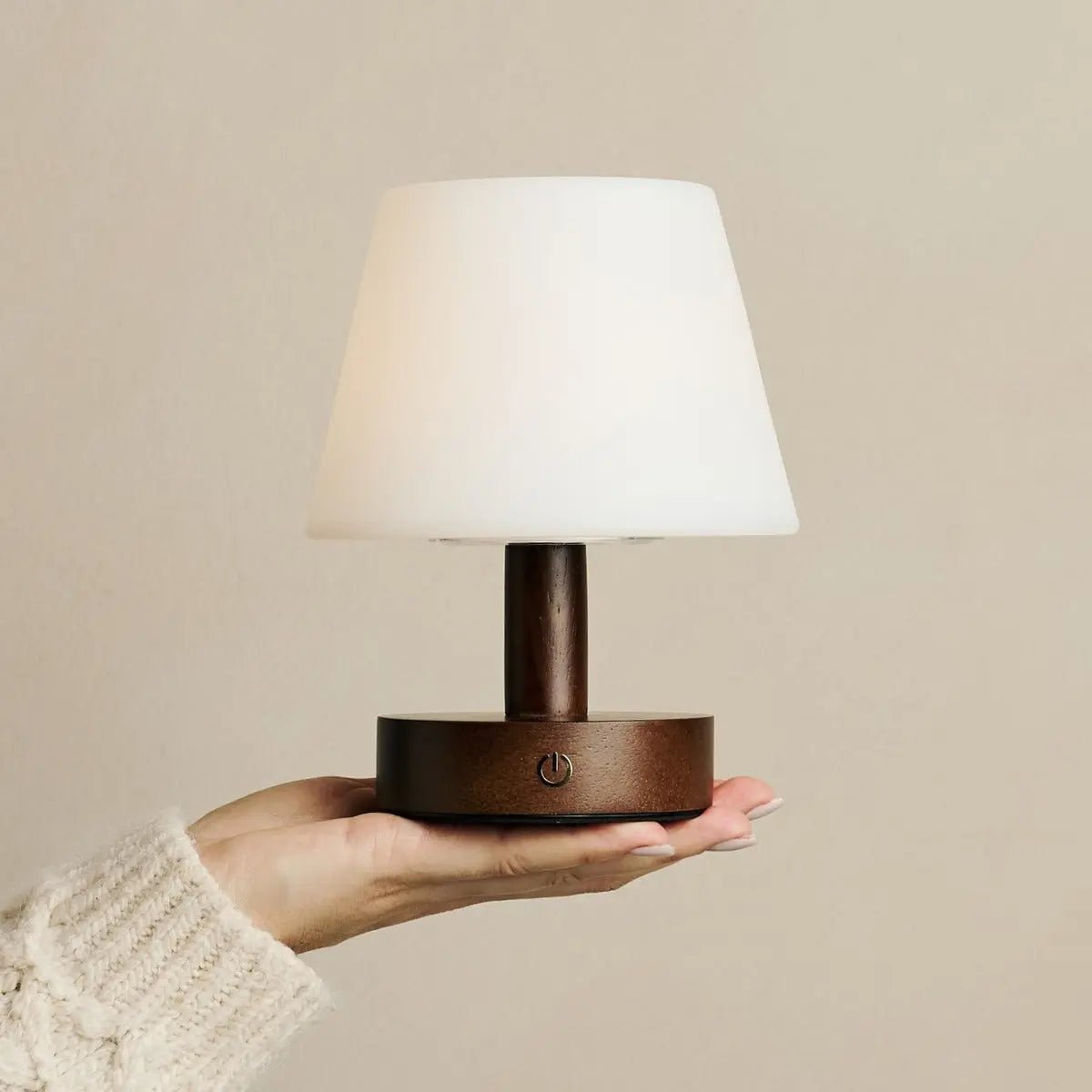 Teddy Dark Brown Wooden Rechargeable Table Lamp | Dimmable & Cordless with 80 Hours Battery Life - Tavellio