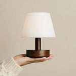 Teddy Dark Brown Wooden Rechargeable Table Lamp | Dimmable & Cordless with 80 Hours Battery Life - Tavellio