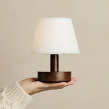 Teddy Dark Brown Wooden Rechargeable Table Lamp | Dimmable & Cordless with 80 Hours Battery Life - Tavellio