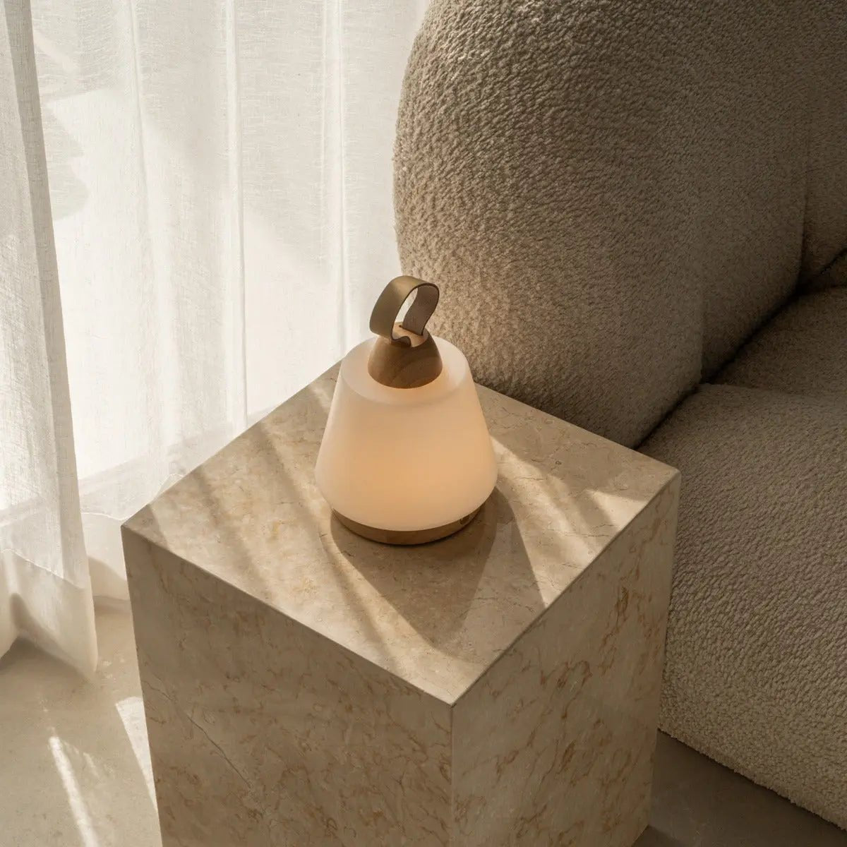 Liv Light Brown Rechargeable Lamp – Leather Strap, Dimmable, Cordless - Tavellio