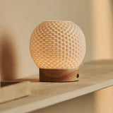 Vela Hellbraun Holz Marmor Kabellose Tischlampe 