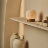 Vela Hellbraun Holz Marmor Kabellose Tischlampe 