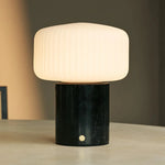 Renoir Black / Nero Marquina – Marble Rechargeable Table Lamp – Cordless, USB Rechargeable & Up to 100 Hours of Illumination