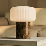 Renoir Brown / Emeperador Dark  – Marble Rechargeable Table Lamp – Cordless, USB Rechargeable & Up to 100 Hours of Illumination